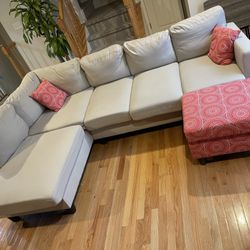 Beige Sectional Sofa &ottoman 