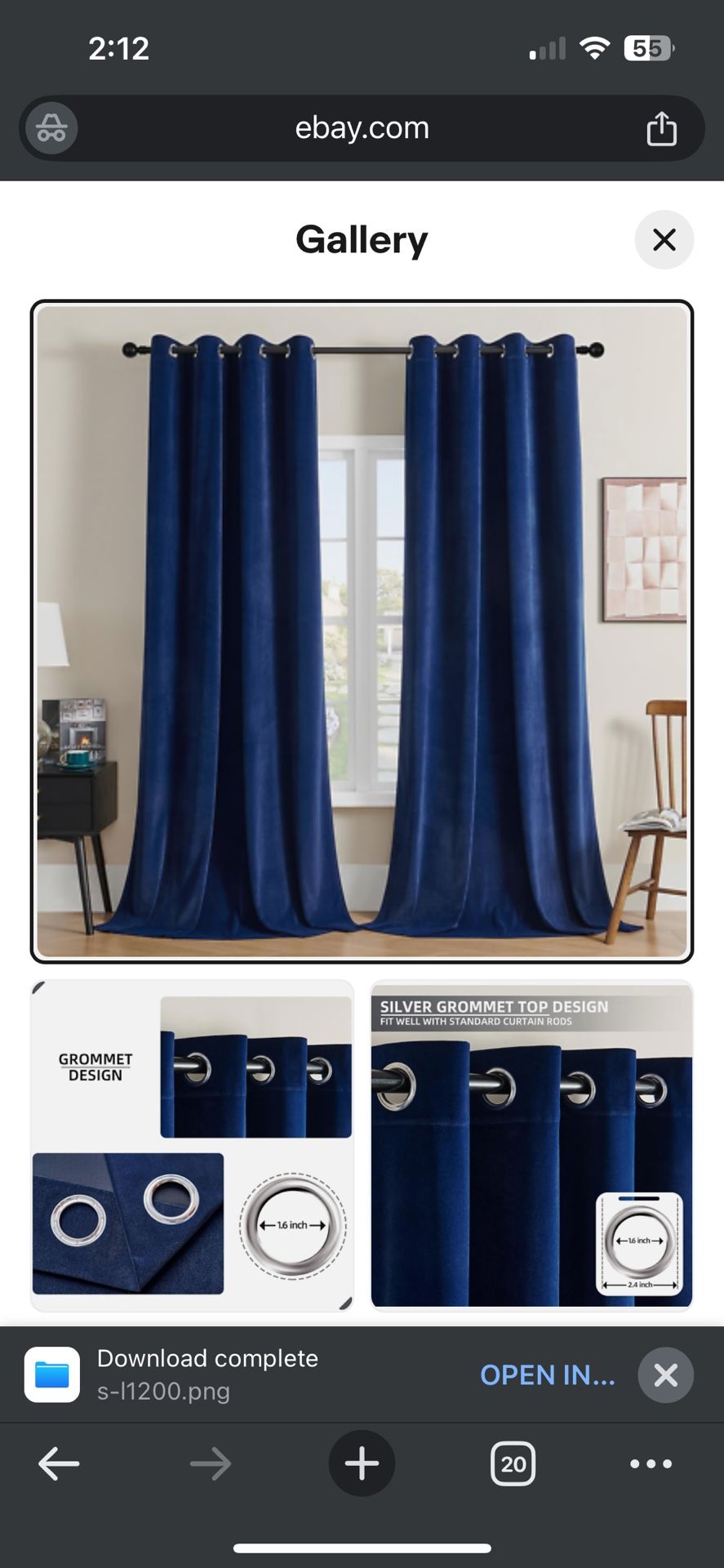 Royal Blue Curtains Luxury Studio Apartment Living Room