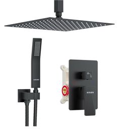12-Inch Matte Black Rainfall Shower System With Handheld Shower