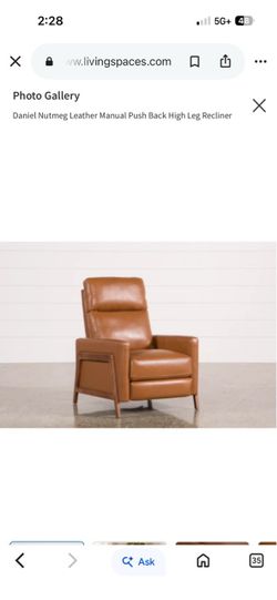 Living Spaces Daniel Nutmeg Leather Recliner