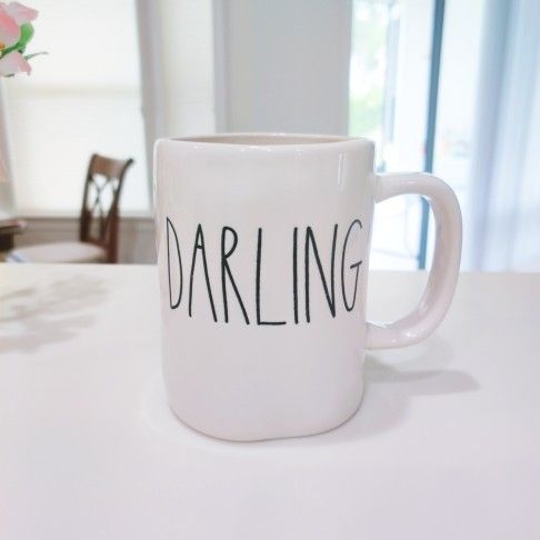 Rae Dunn Artisan Collection Large Letter "Darling" White Ceramic Mug 