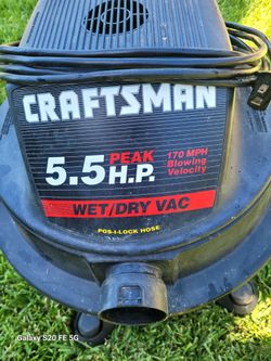 CRAFTSMAN 16 gallon 5.5HP Wet Dry, with 2 attachments and extension