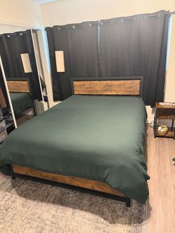 Industrial Queen Bed Frame with Headboard