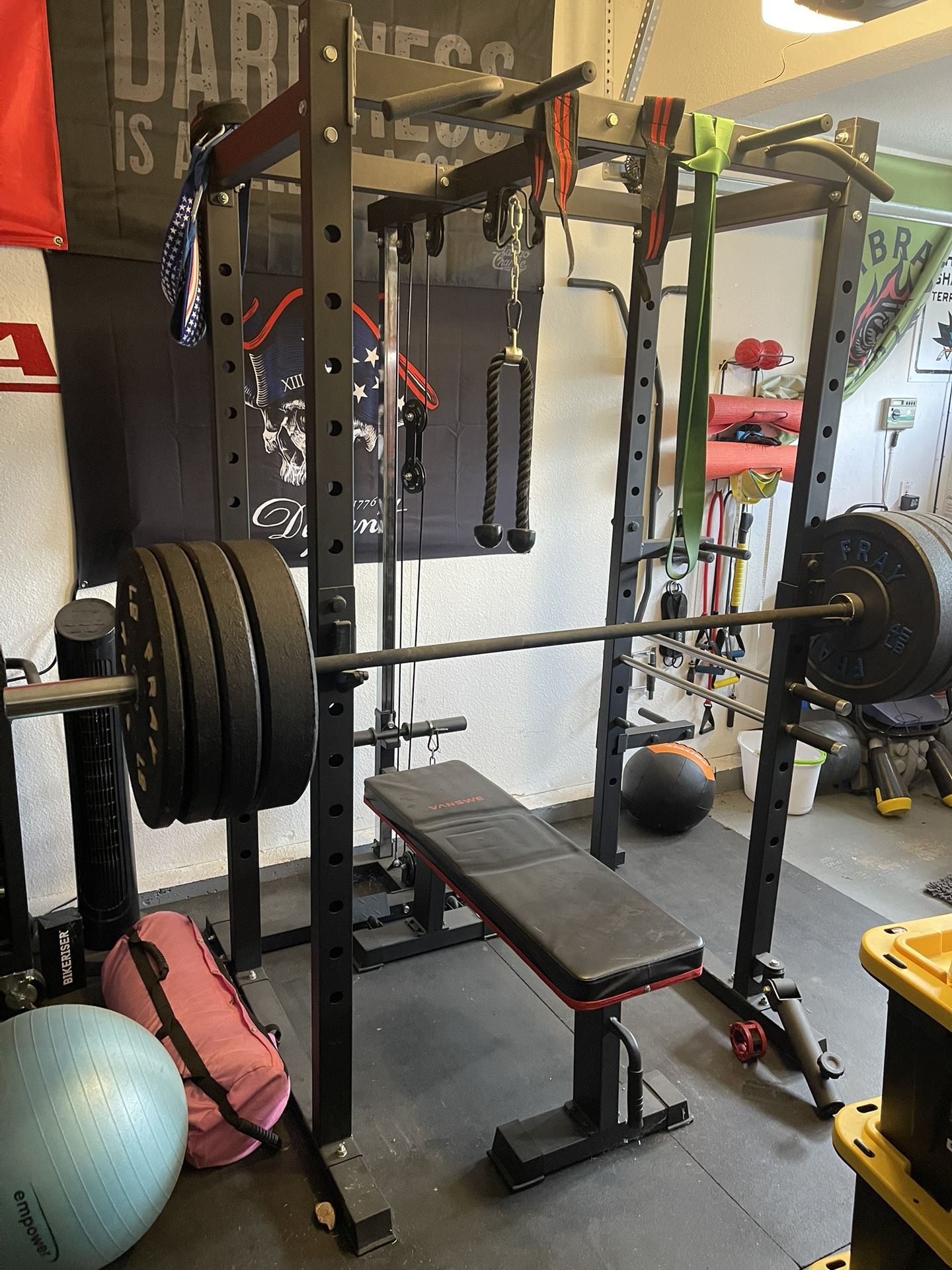 Weight Bench/cage With Weights And Attachments
