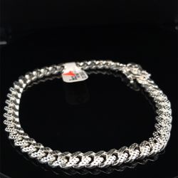 925 Sterling Silver 9” Miami Cuban Pyramid Bracelet 26.50g 6.9mm 194050