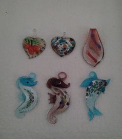 Seahorse dolphin hearts art pendant ornaments charm lot
