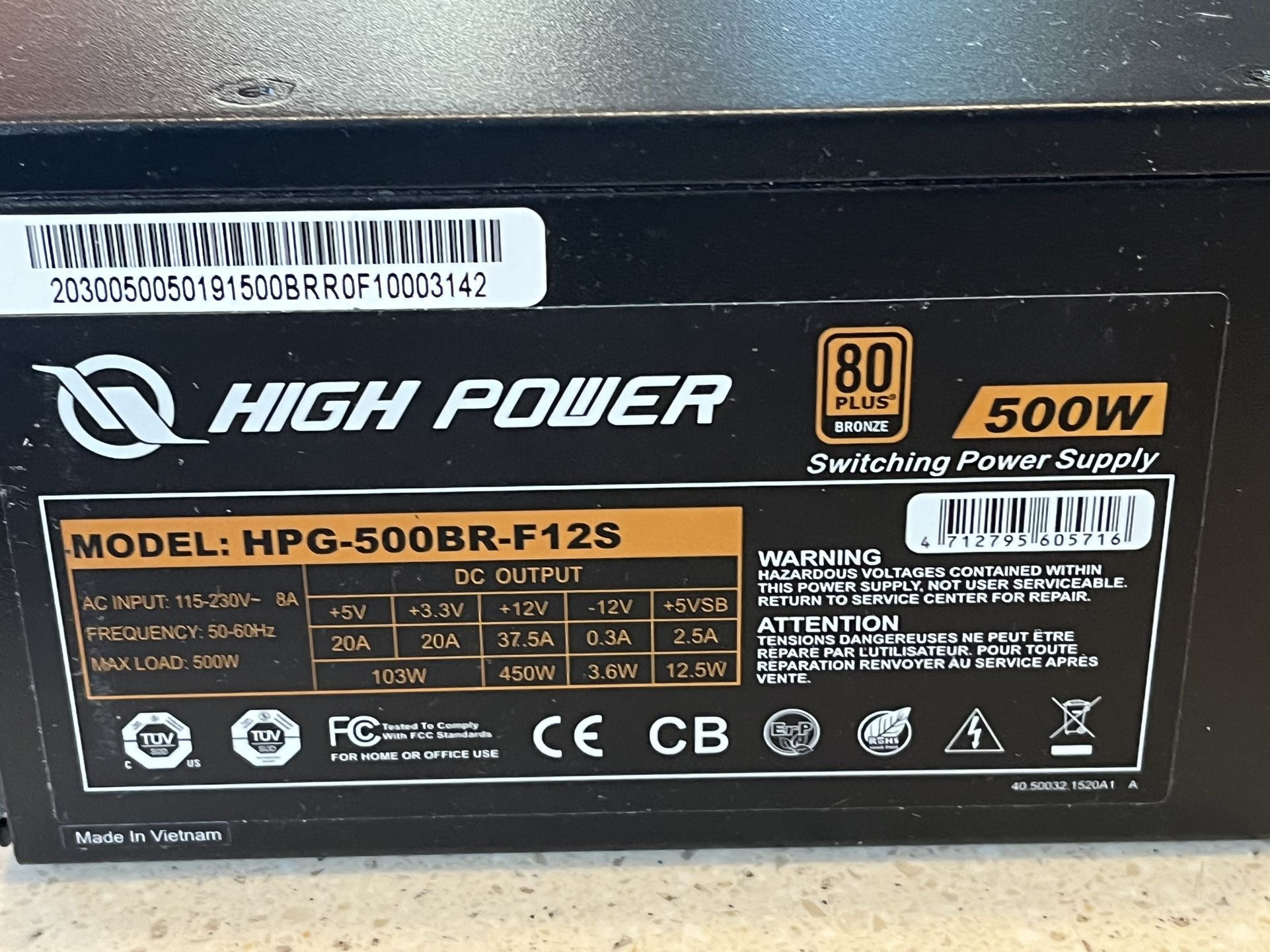 Computer Power Supply HPG-500BR-F12s