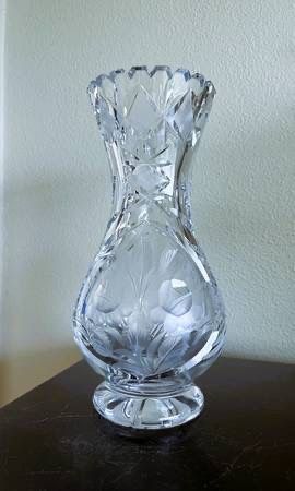Antique American Brilliant Hand Cut Lead Crystal Footed Vase - 10"