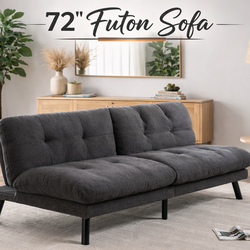 Futton sofa  72" W   Gray. Foldable