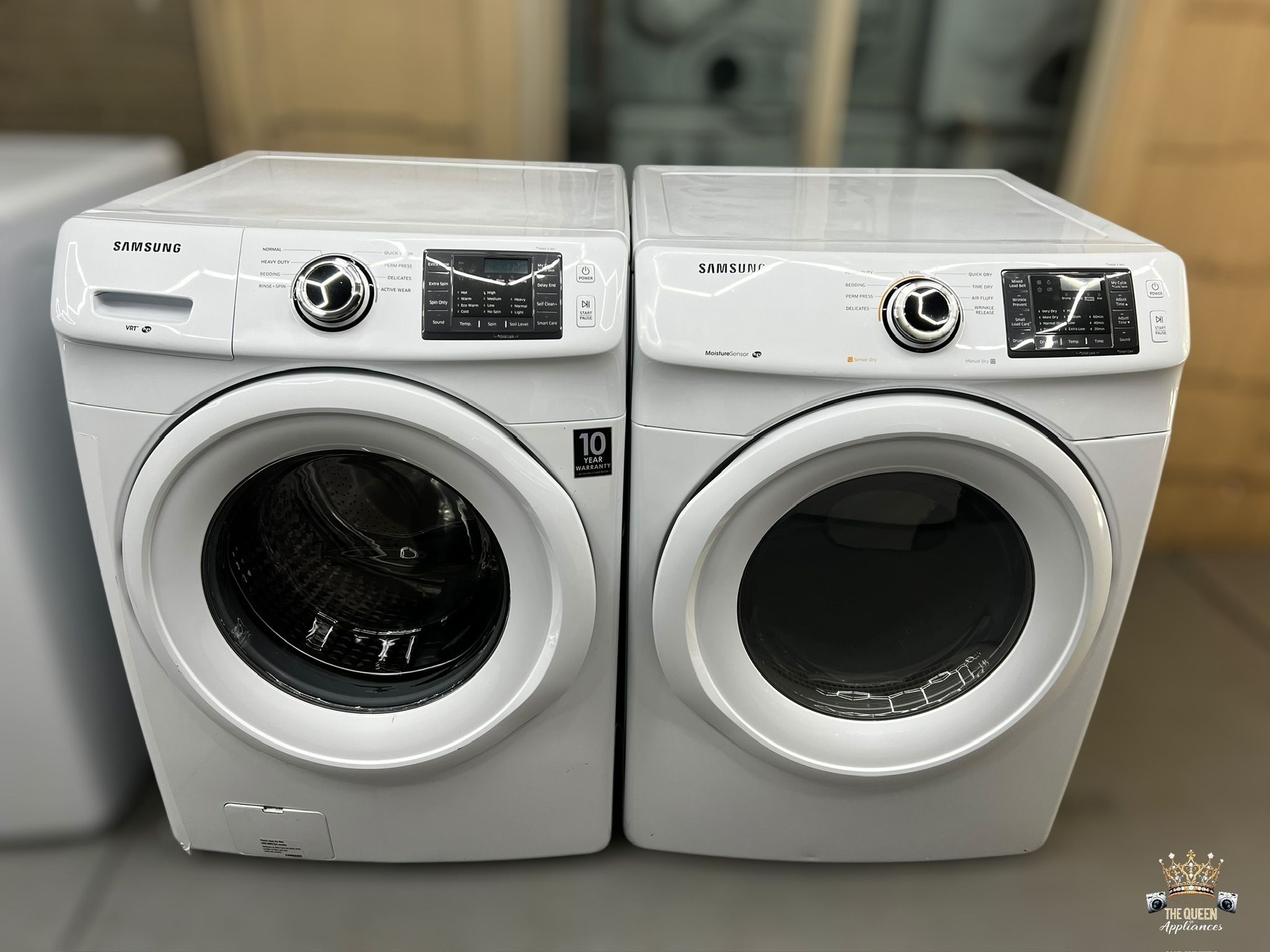 Samsung washer and electric dryer set.