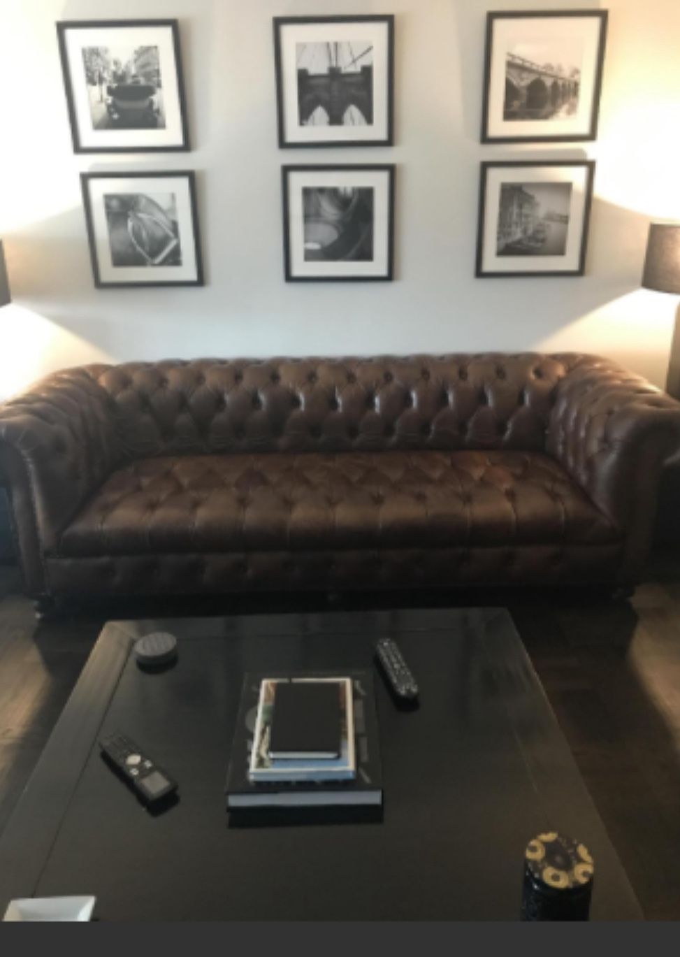 🔥 Restoration Hardware 8ft Brompton Leather Chesterfield Sofa🔥
