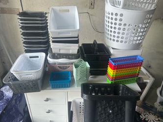 Huge lot of plastic bins various sizes as shown