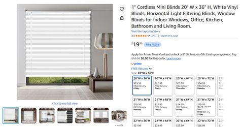 White 1” Vinyl Blind