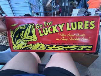 Vintage-Style Go For Lucky Lures Fishing Bait Sign