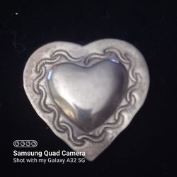 Vtg.Signed TISCHE - Native Sterling Silver  Heart Pin