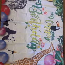 Safari Birthday Banner Backdrop