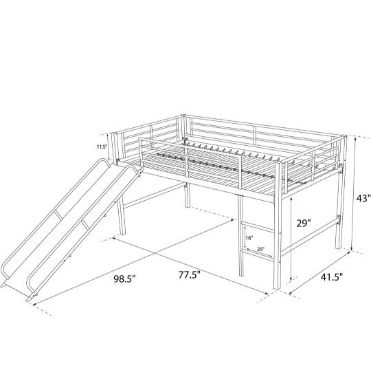 Twin Metal Loft Bed With Slide for Sale in Surprise, AZ OfferUp