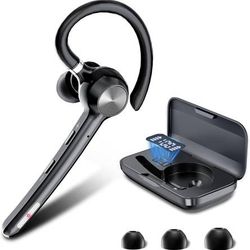 new Bluetooth Headset, Wireless Bluetooth Earpiece With 400mAh Charging Case,150 Hours Talktime Hands Free Noise Canceling Headphones for iOS Android 