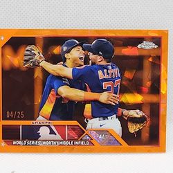 2023 Topps Chrome Sapphire Astros World Series Worthy Middle Infield Orange /25