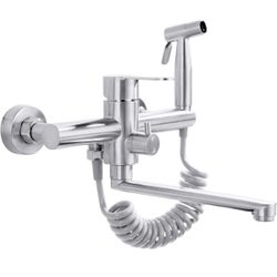 8 Inch Center Brushed Nickel Mixer Tap Wall Mount Kitchen Sink Faucet (21)