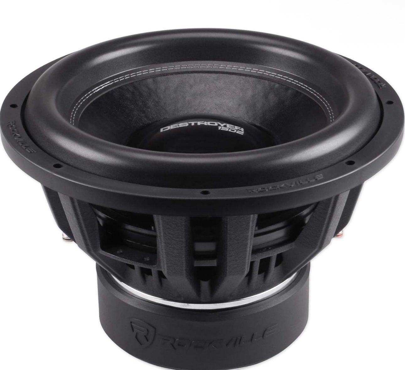 Rockville Destroyer 15D2 8000W Peak 15" Competition Car Audio Subwoofer, Dual 2-Ohm, USA Voice Coils, Triple-Stacked Magnets, 35mm Xmax, for Car Audio