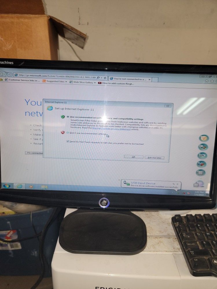 2 Monitors 1 EMachines 1 Dell 1 Key Board