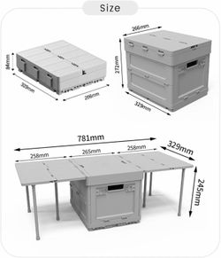 Folding Storage Box with Folding Table Large Capacity Trunk Organizer Plastic Organizer Box for Outdoor Camping Sleek Industrial Design: This folding