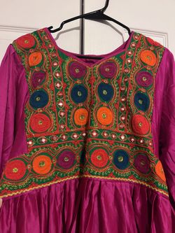 open lace back dress Tea Pink Afghan Traditional Kuchi Vintage Dress