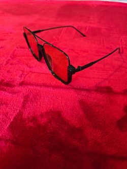 Square Frame Sunglasses Red Lenses Black Frame