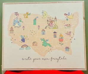 Write Your Own Fairytale USA Map Canvas Wall Art