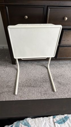 Table Mate II Adjustable Folding TV Tray Table – White