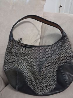 Vtg Coach Y2K Signature Black / gray Canvas Hobo Shoulder Bag 6618