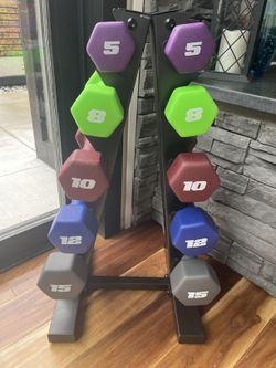 New 100 LB Dumbbell Weight Set With Rack
