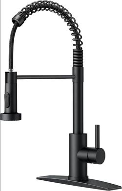 FORIOUS Black Kitchen Sink Faucet, Pull Down