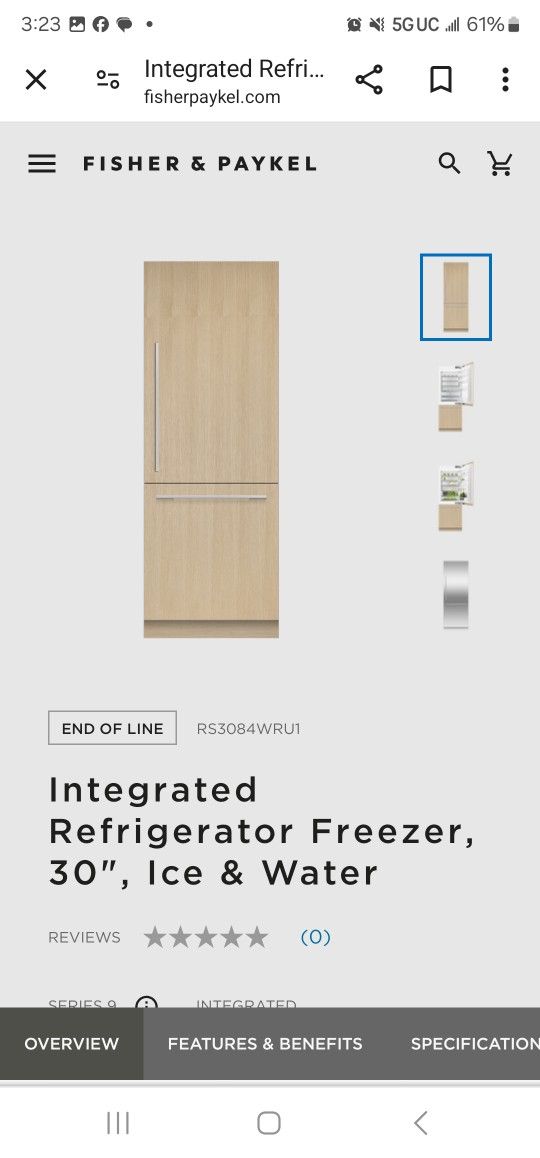 30" Fishers & Paykels Built-In Integrated Panel Ready Bottom Freezer Refrigerator 