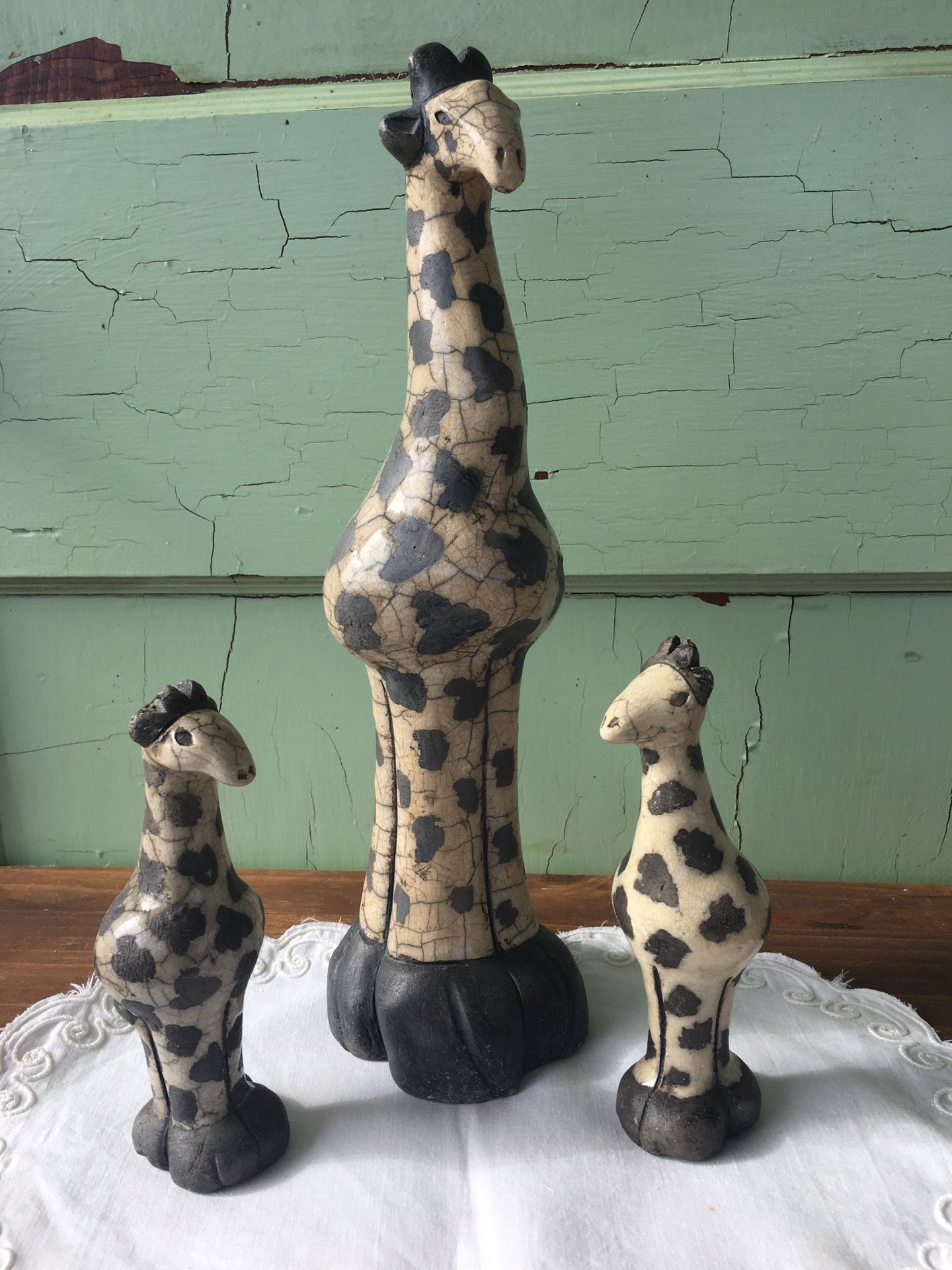Raku Inspired Pottery Ceramics Giraffes w/ Spots