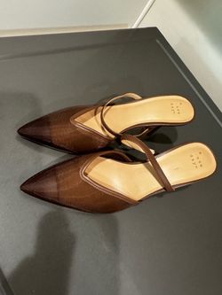 A New Day Brown Mesh Pointed-Toe Heels