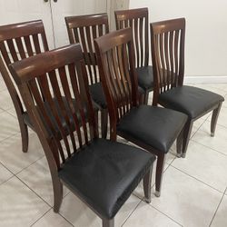 6 Wood dining table chairs  Make Offer! 