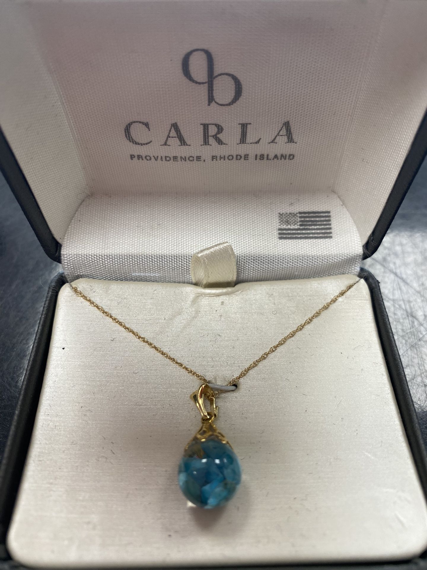 Carla "Floating Turquoise" Women's Necklace 14kt Yellow Gold