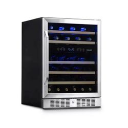 Dual Zone 24 in. 46-Bottle Built-In Wine Cooler Fridge Refrigerator with Lock and Reversible door