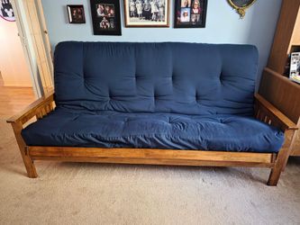 Full Size Wood Frame Futon Couch Bed (mattress included)