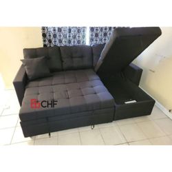 Sectional Sofa With Storage Chaise And Pull Out Sofa Bed 