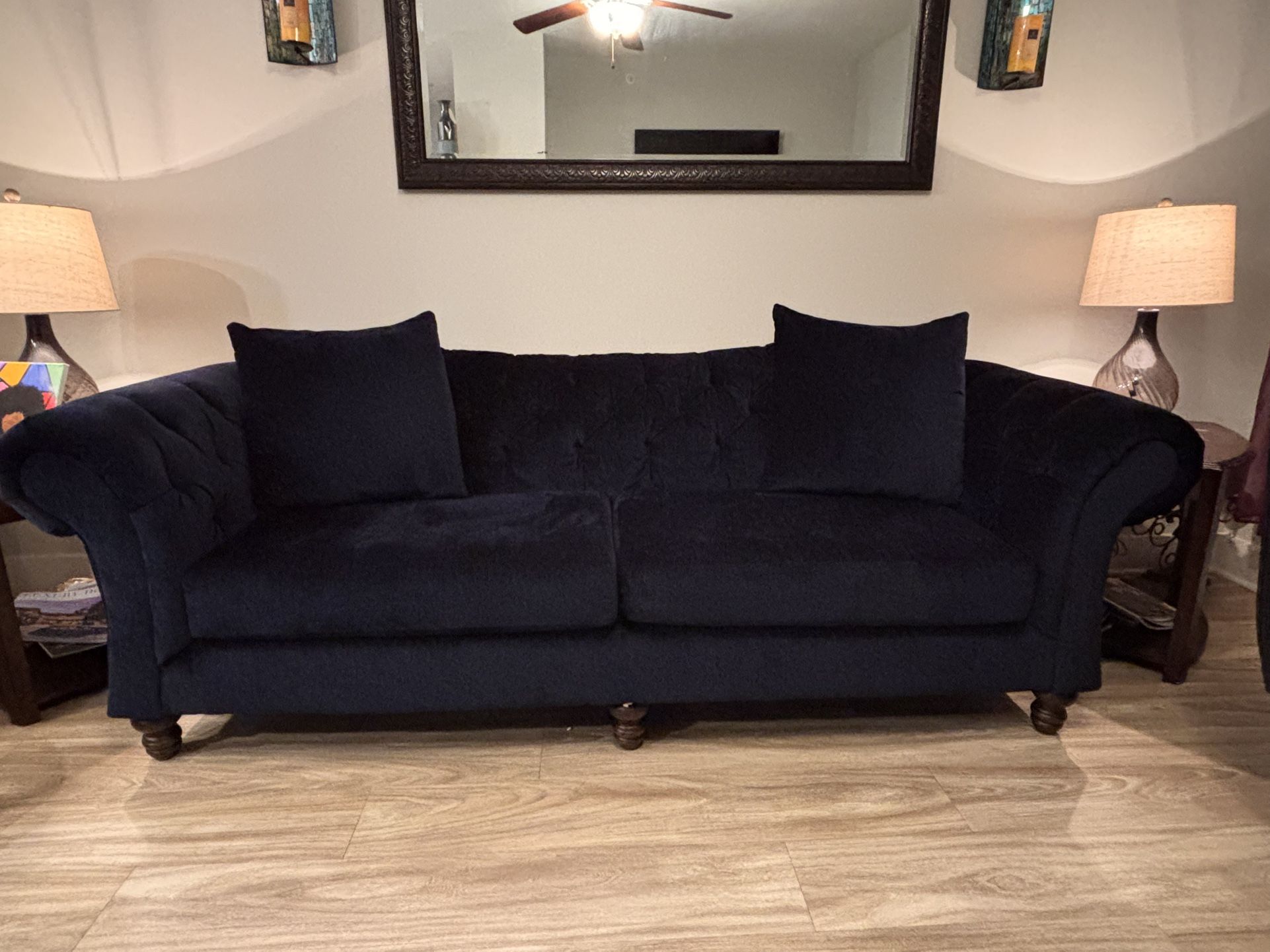 Tufted Velvet Couch And Chaise Chair Set
