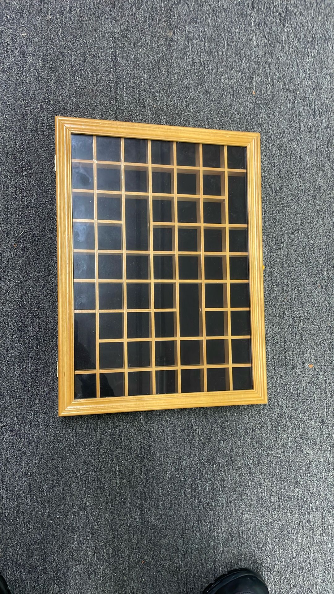 Vintage glass Wood Display Case Table Top Or Wall Mount Hanging Thimble Mini Miniature Knick Knack Cubby Nice 