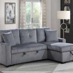 Gray Sofa Sleeper w/ Storage Chaise 🇺🇸Memorial Day Sale🇺🇸