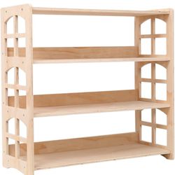Montessori Bookshelf Toy Shelf Kids Storage Organizer for Toys Book Shelves for Kids Room Sturdy and Safe Toddler Wood Classroom Childrens Bookcases(4