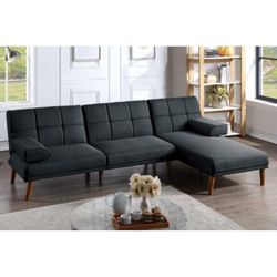 Black Futon Sofa With Chaise