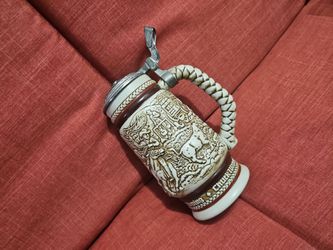 Ceramic Beer Stein with Pewter Lid