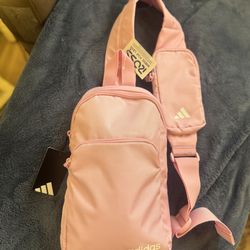New with tags, Adidas light  pink backpack waist bag, Crossbody bag purse set with coin purse