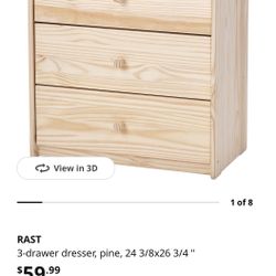 Rast 3 Drawer Dresser IKEA. 2 Pieces 
